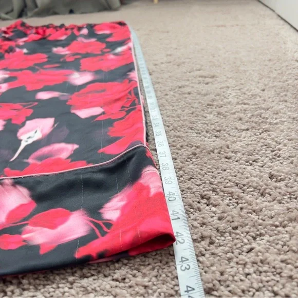 Victoria’s Secret Black Red Floral Satin Wide-Leg Pajama Pants Women’s Size XL - Picture 7 of 14